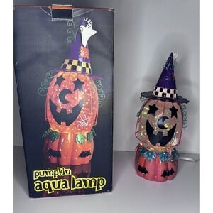 🎃Vintage JC‎ PENNEY Home Collection Pumpkin Aqua Lamp Halloween W/ Box Works!